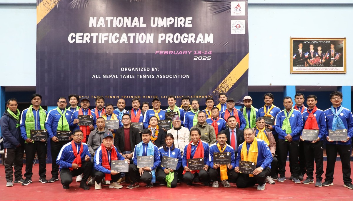 टेबलटेनिसको सर्टिफिकेसन कार्यक्रममा ३३ जना सहभागी